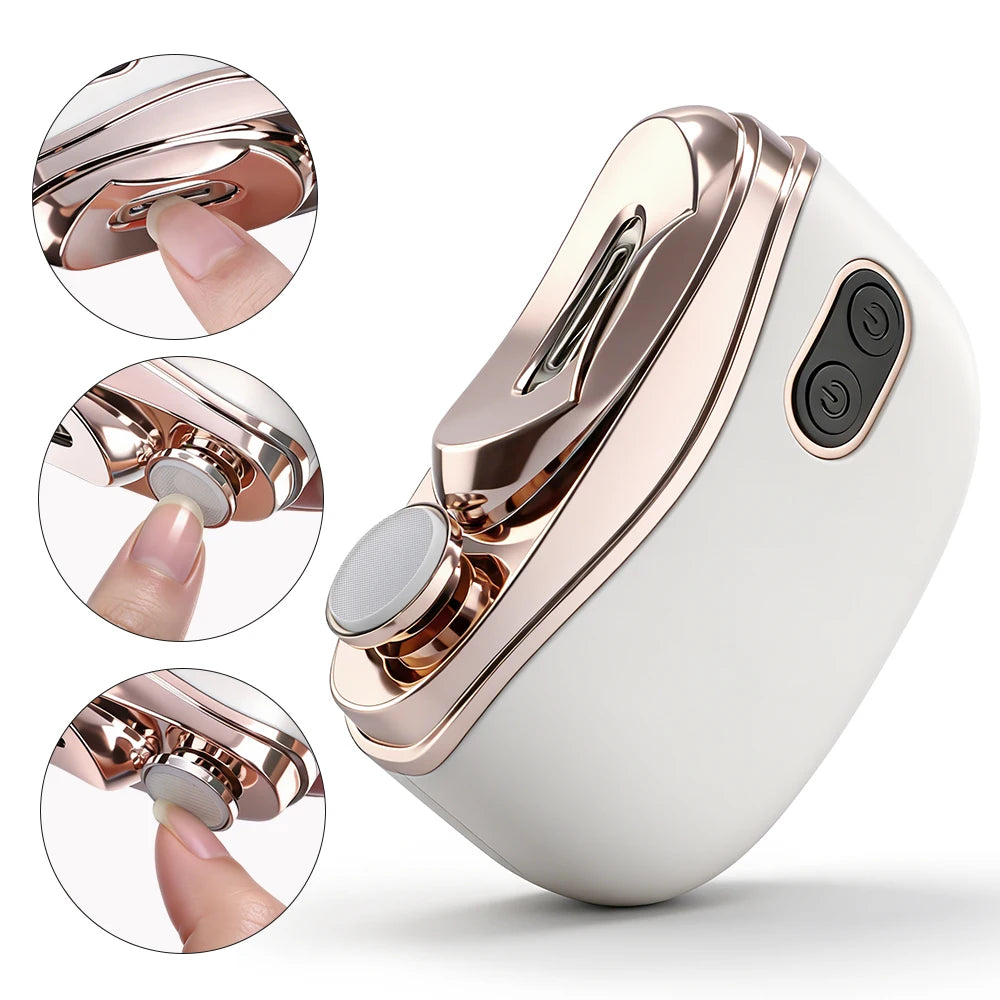 Automatic Electric Nail Clipper, 2 in 1 Auto Fingernail Cutter & Polishing Grinder for Baby Senior Adults, 2-Speed Nail Trimmer