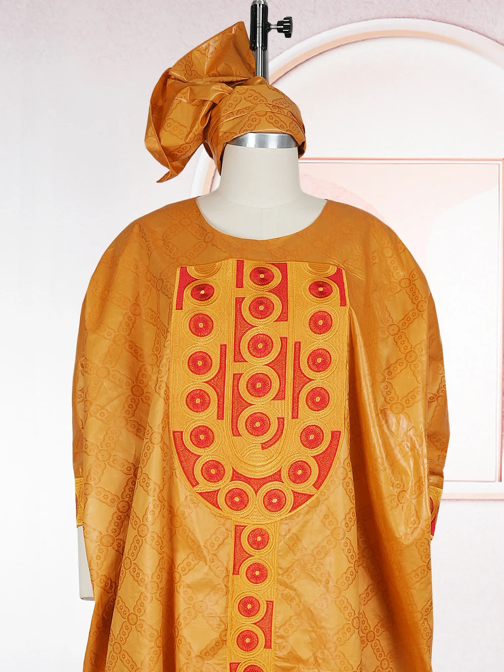 African Men's Traditional Agbada Sets 3PCS Yellow Bazin Riche Embroidery Wedding Party Couple Suits boubou