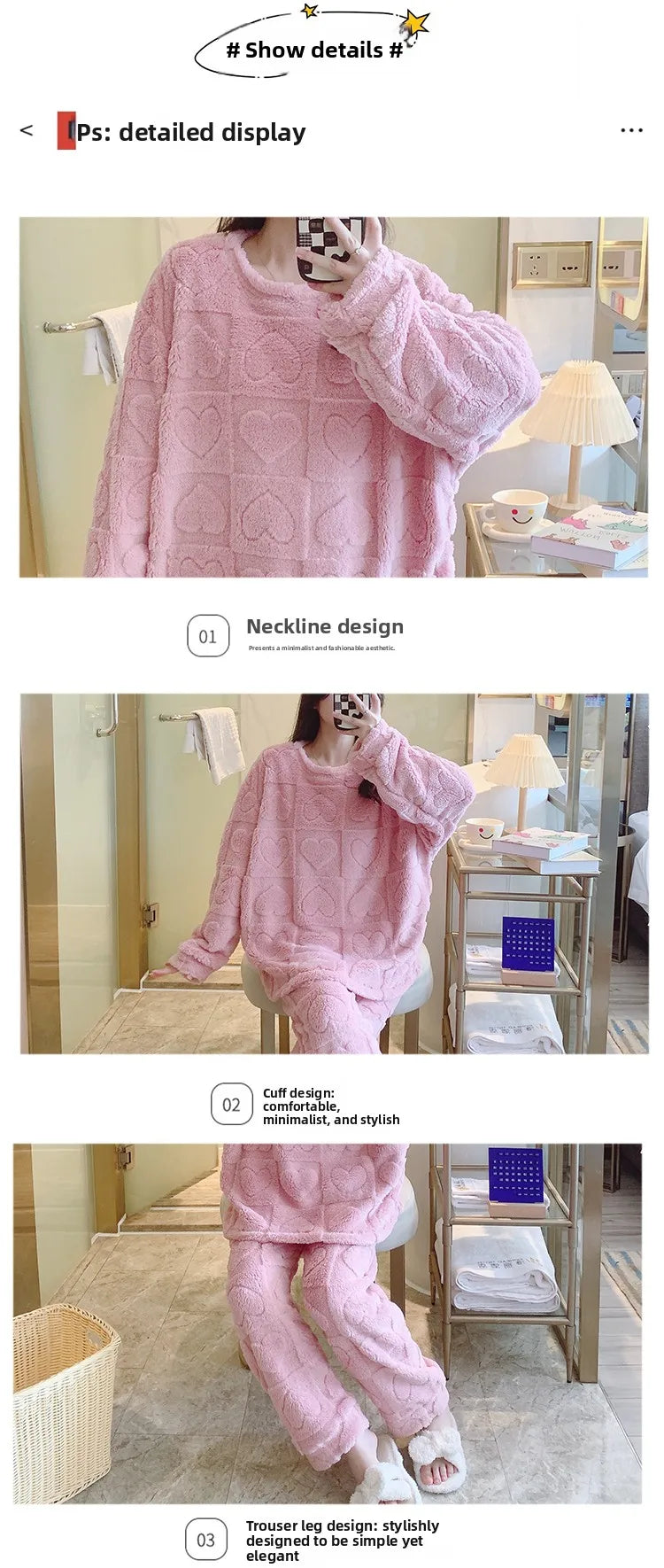 Plus Size Coral Fleece Pyjama Set | Thick Winter Sleepwear for Women | HotTrendyPicks