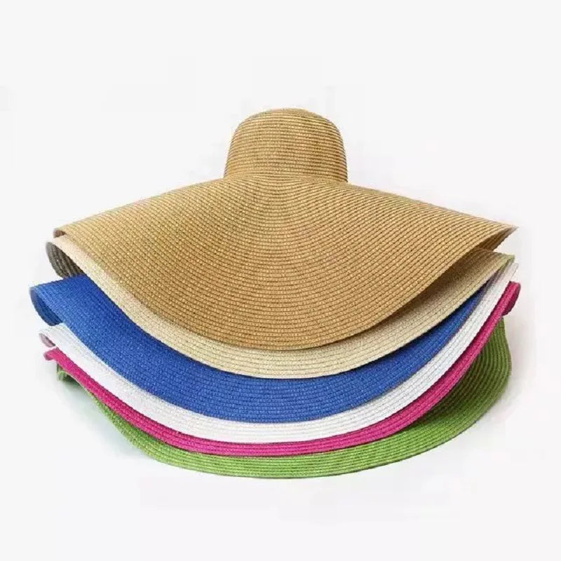 Oversized Beach Straw Hats for Women Floppy Extra Large Sun Visor Hat Wide Brim Summer Roll Up Big Beach Hat Women Foldable
