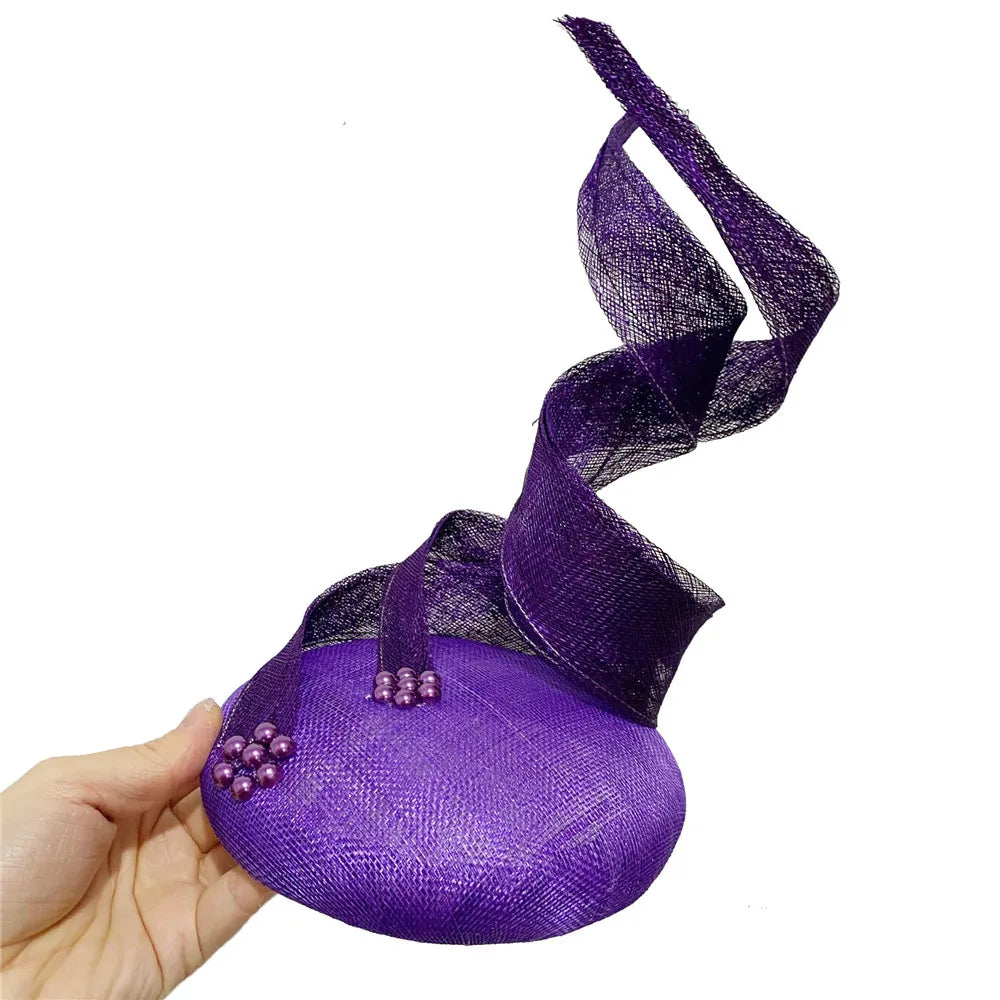 Green Fascinators Millinery Hat Party Tea Chapeau Headband New 4-Layer Sinamay Female Bridal Married Headpiece Fashion Occasion