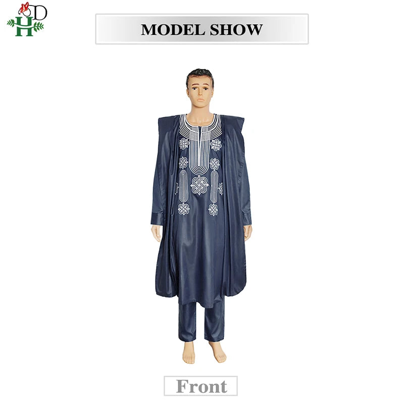 African Suit Men Robe Shirt and Pants Set Long Sleeve