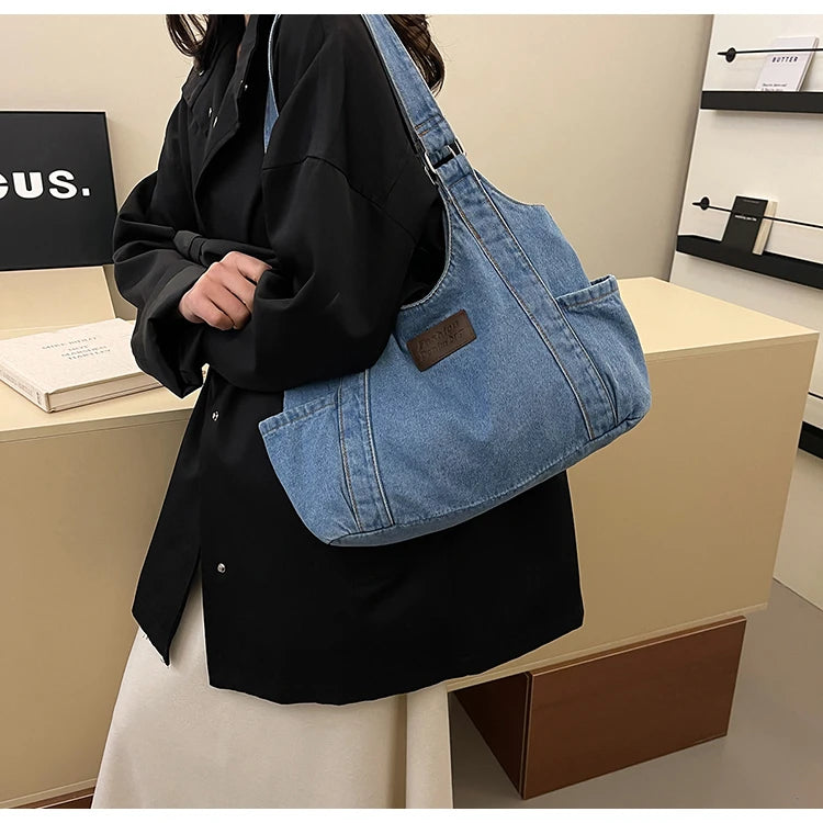 Fashion Luxury Women's Shoulder Bag Denim Fabric High Quality Women's Handbags Large Capacity Multi Functional Women‘s Tote Bag