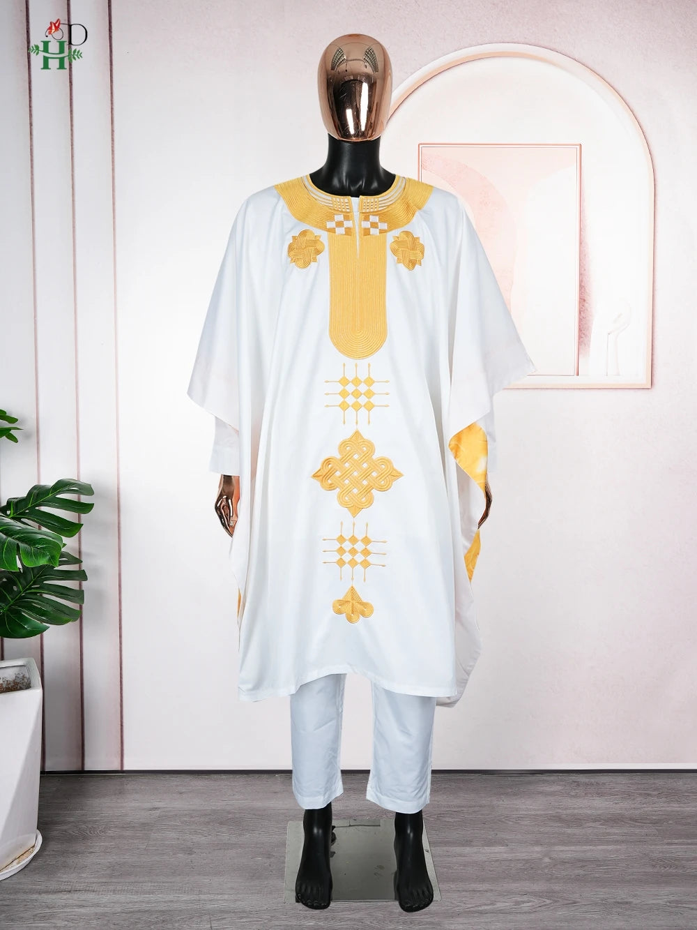 African Suit Men Robe Shirt and Pants Set Long Sleeve