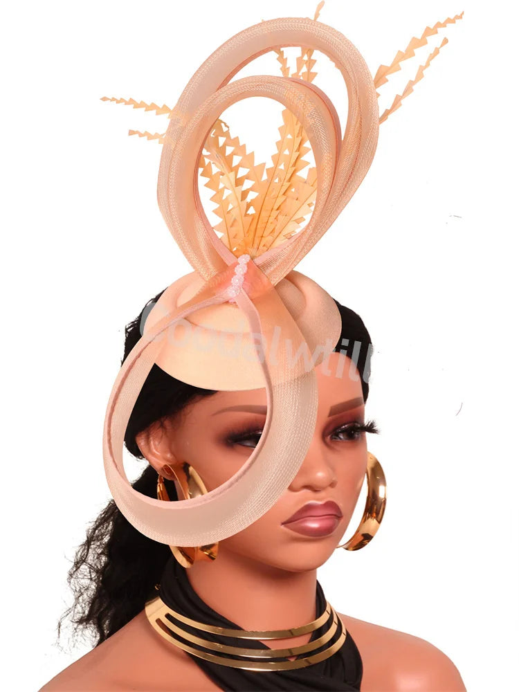 Charming Mesh Fascinator Ladies Elegant Derby Feather Hair Accessories For Women