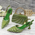 Women's Italian Diamond Studded Shoes and Bag Matching Set