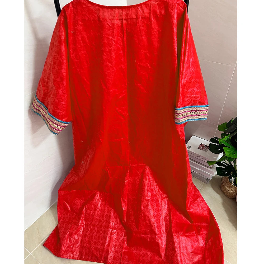 Unique African Traditional Brocade Basin Dashiki With Lace Trim Ribbon Wedding Dress Origianl Nigeria Bazin Rich Boubou Robe