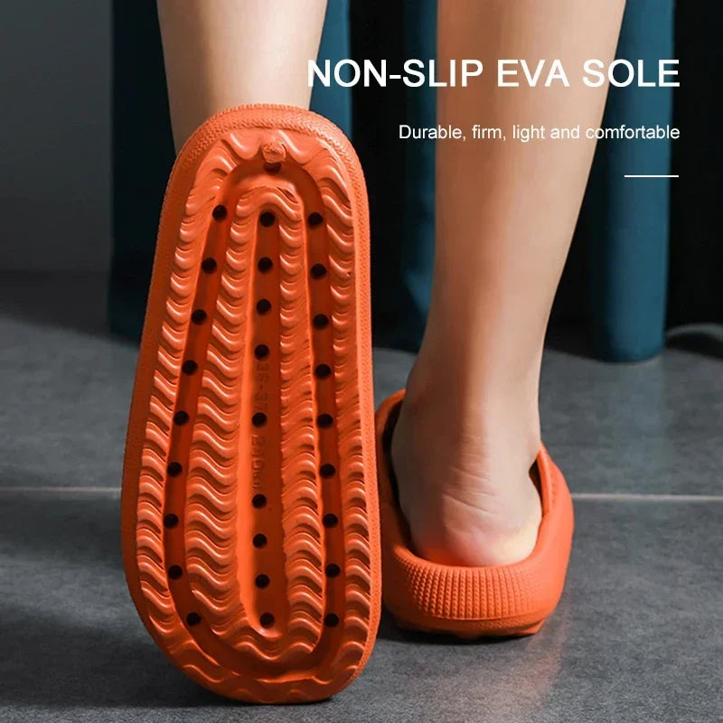 EVA Thick Sole 4cm Bathroom Slippers Cloud-Like Comfort Home Use Couple Height Increasing Indoor Solid Color Summer Sandals