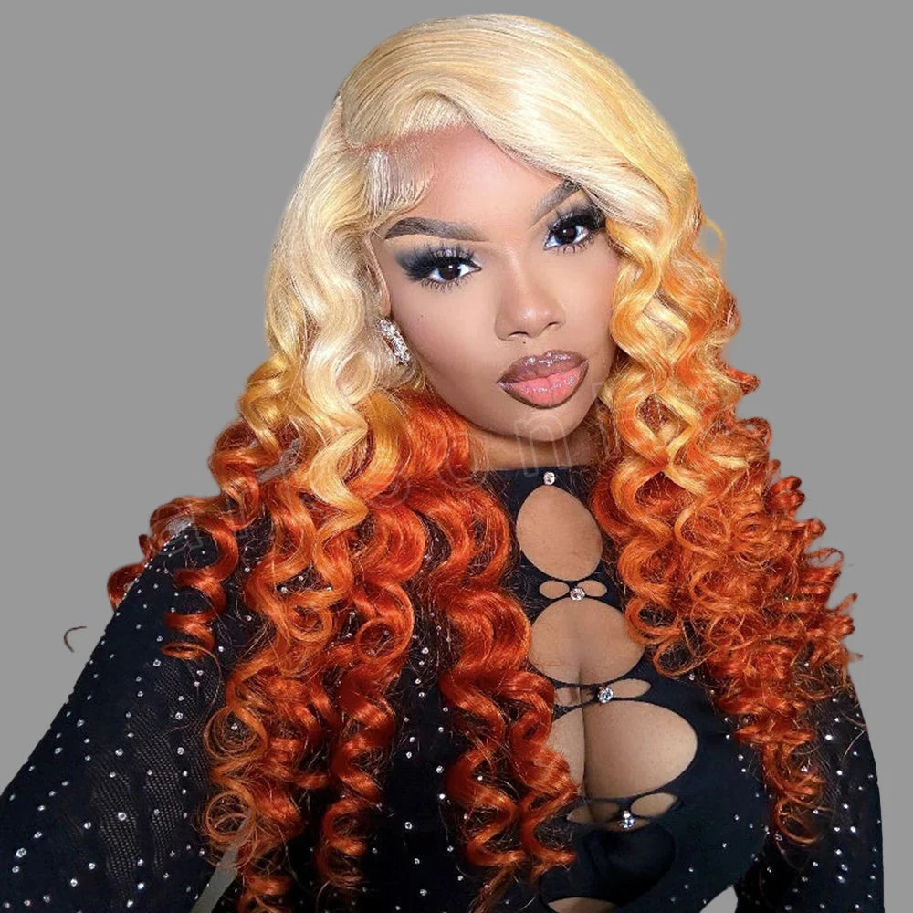 Ginger Orange White Wear Glue less Wig 13x6 and 13x4 HD Highlighted Coloured