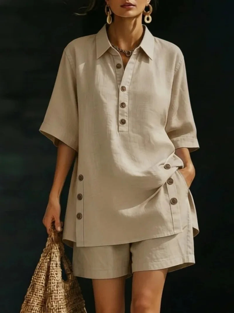 Women's Solid Colour Short Pants Set | Elegant Loose 2-Piece Summer Suit | HotTrendyPicks