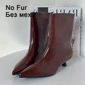 JOZHAMTA Size 34-43 Women Real Leather Ankle Boots Fashion Mid Heels Shoes For Winter Boots Pointy Office Lady Daily Dress Shoes
