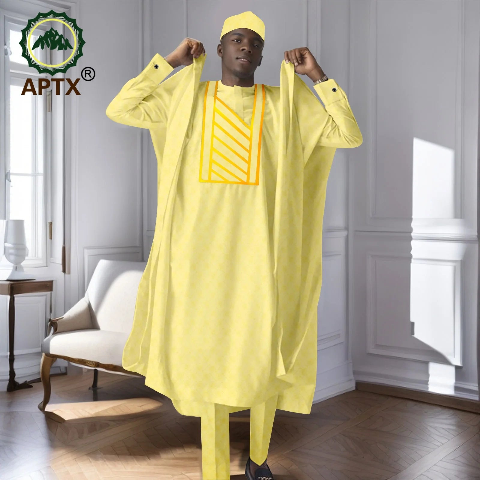 African Men's Traditional  Robe Long Sleeve Clothes Elegant Luxury Men's Outfits  Bazin Riche Embroidery Dress 2416125