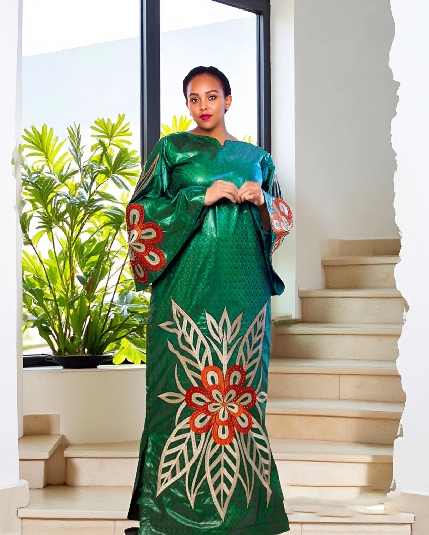 African Dresses For Women Luxury Boubou Material Rich Embroidery Design