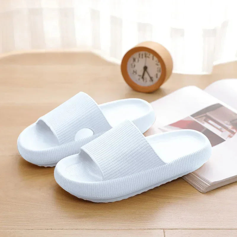 EVA Thick Sole 4cm Bathroom Slippers Cloud-Like Comfort Home Use Couple Height Increasing Indoor Solid Color Summer Sandals