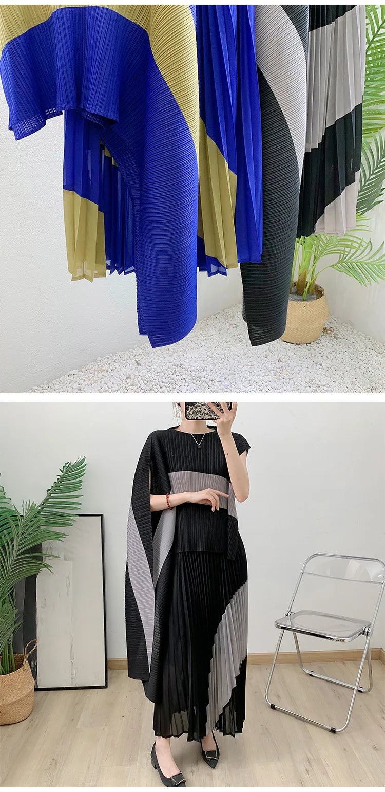 Autumn Women's Color Matching Set Shawl Top Long Elastic Waist Skirt Two-piece Set