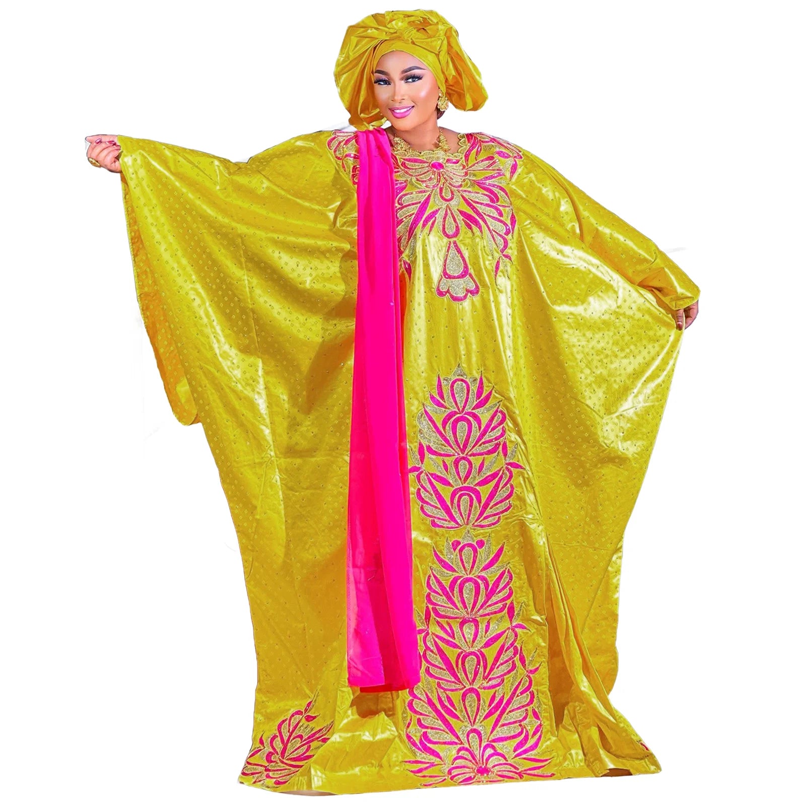 African Dresses For Women Luxury Boubou Material Rich Embroidery Design
