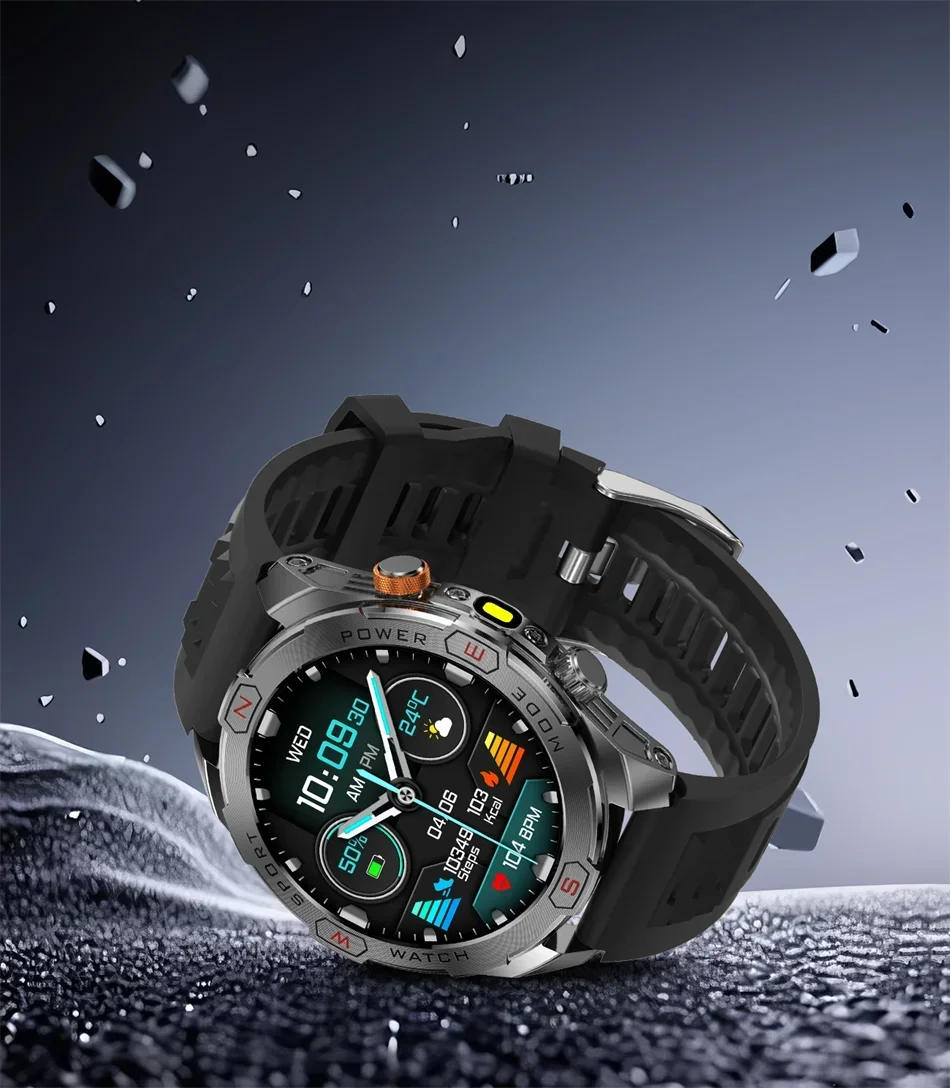 Military Grade 1200 mAh Battery Smart Watch Men LED Flashlight Outdoor Sports Fitness Tracker Compass Bluetooth Call Smartwatch