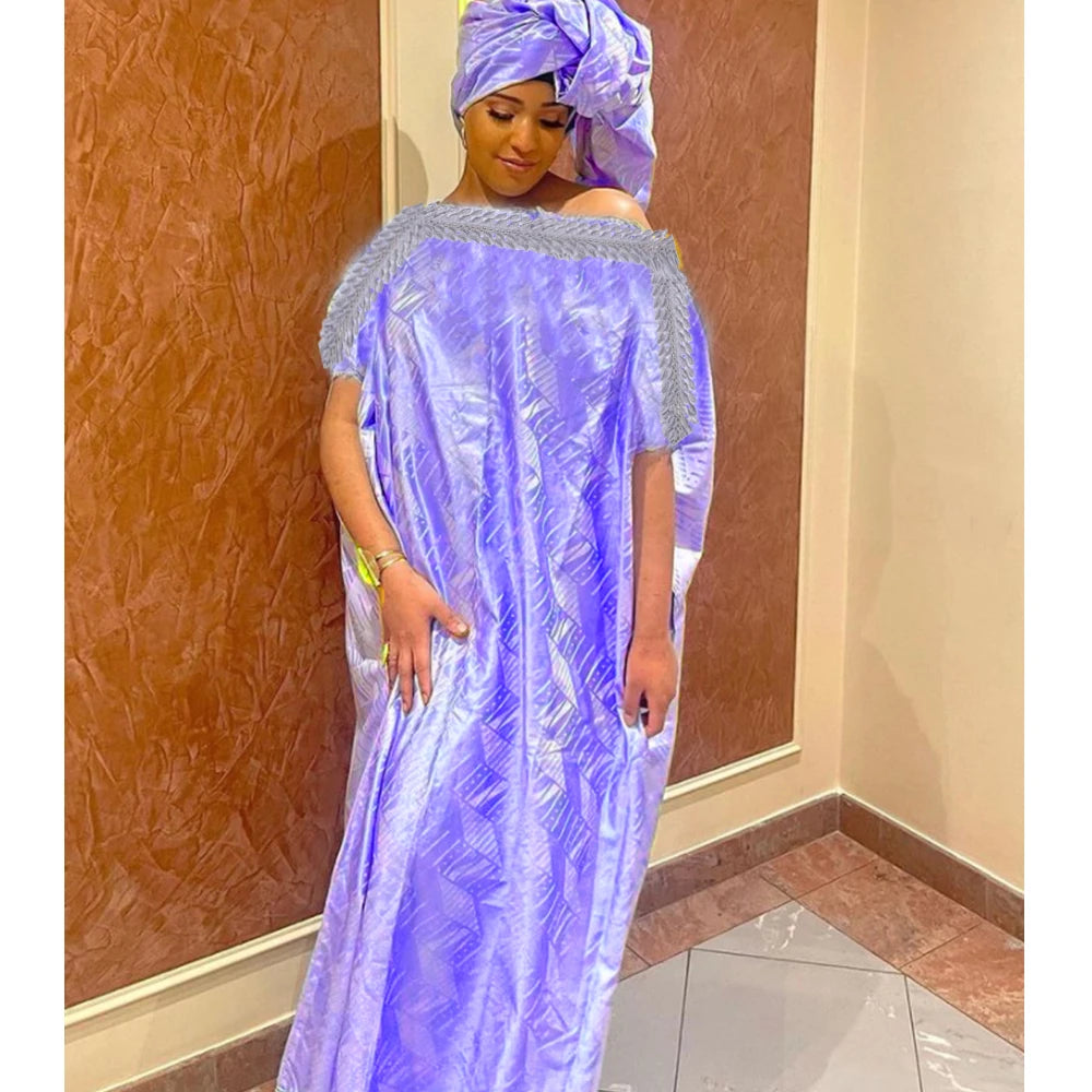 African Bazin Riche Embroidery Wedding Dress | Ankara Dashiki Bridal Robe | Women