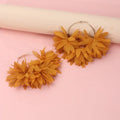 Fashion Orange Fabric Flower Hoop Earrings Women Party Accessories Elegant Bohemian Large Round Earrings SummerJewerlry Gift