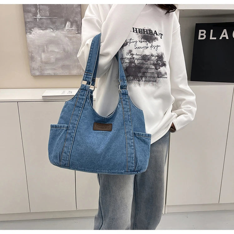 Fashion Luxury Women's Shoulder Bag Denim Fabric High Quality Women's Handbags Large Capacity Multi Functional Women‘s Tote Bag