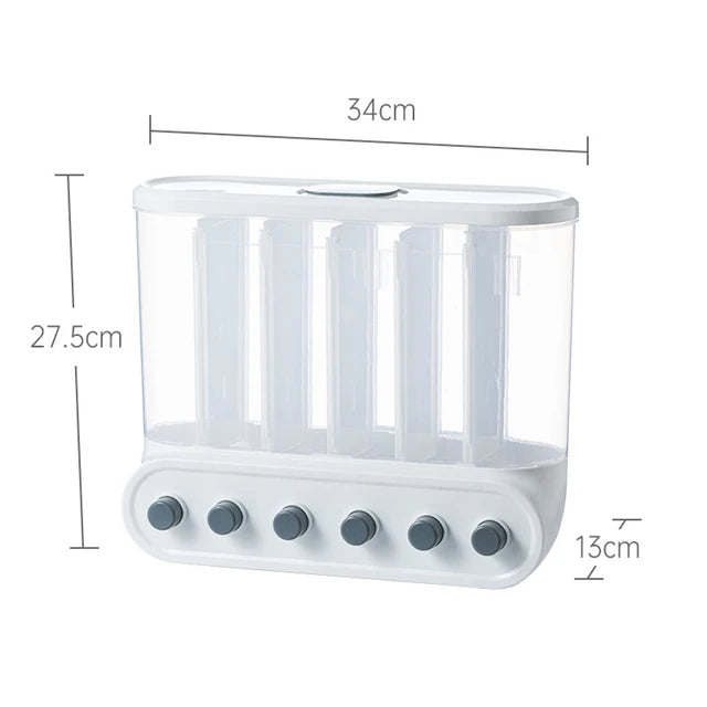 Grids Food Grains Storage Box Tank Sealed Moisture Proof Rice Buckets Wall Mounted Kitchen Bulk Classified Container
