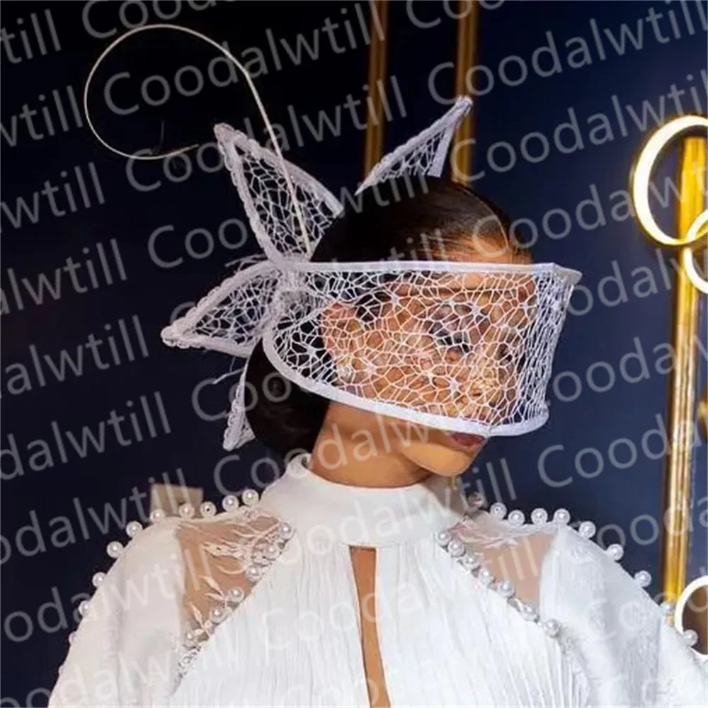 White Wedding Mesh Fascinator Hat New Fashion Women Church Headpiece Net Bride Mariage Millinery Cap Femme Chapeau Cap Party