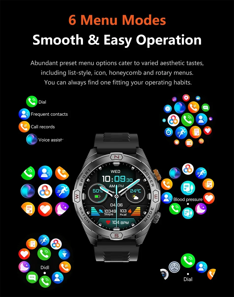 Military Grade 1200 mAh Battery Smart Watch Men LED Flashlight Outdoor Sports Fitness Tracker Compass Bluetooth Call Smartwatch