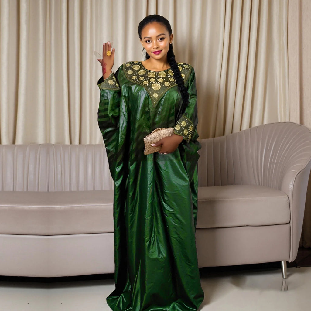 African Attire For Women's Abaya Embroidery Plus Size Elegant Party Church Dress