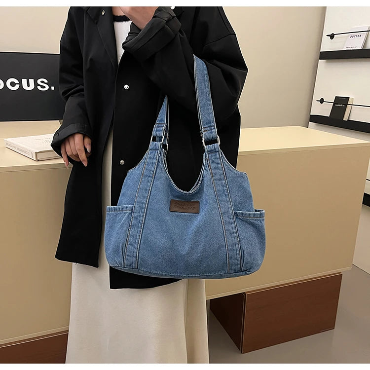 Fashion Luxury Women's Shoulder Bag Denim Fabric High Quality Women's Handbags Large Capacity Multi Functional Women‘s Tote Bag
