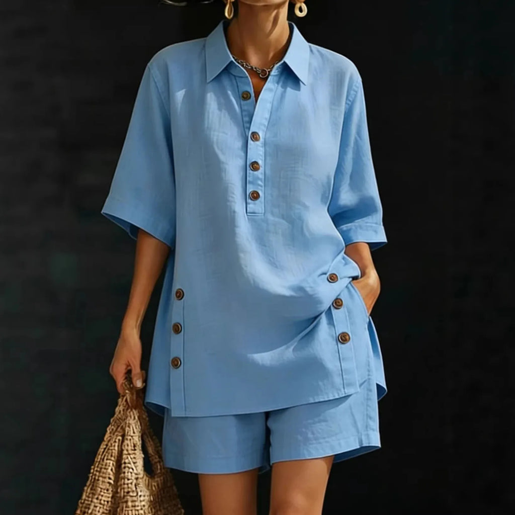Women's Solid Colour Short Pants Set | Elegant Loose 2-Piece Summer Suit | HotTrendyPicks
