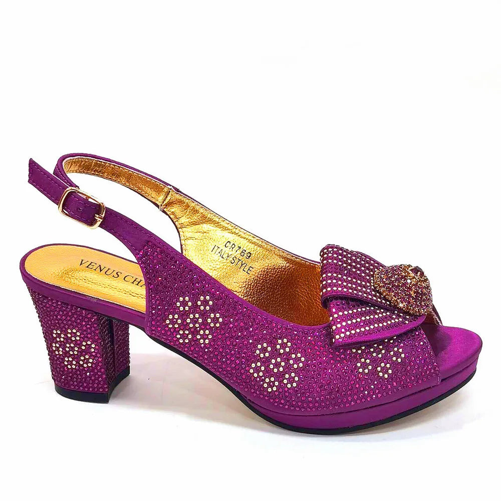 Italian Design Girly Style Golden Color Wedding Shoes And Bag Full Diamond Decoration Metal Closure Bags