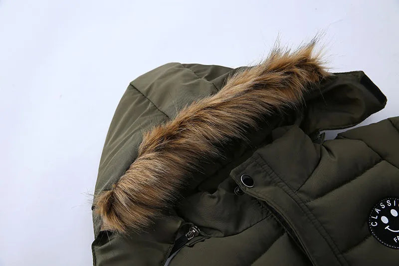 Autumn Winter Hooded Jacket for Kids - Boys & Girls Warm Fur Collar Zipper Outerwear Casual Fashion Baby Coat for Ages 2-6