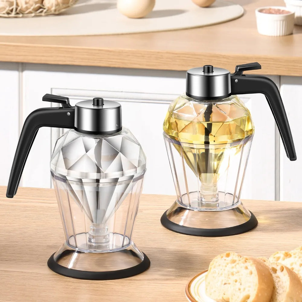Diamond Glass Honey Dispenser 200ml | Oil, Vinegar & Sauce Dripper with Stand | HotTrendyPicks