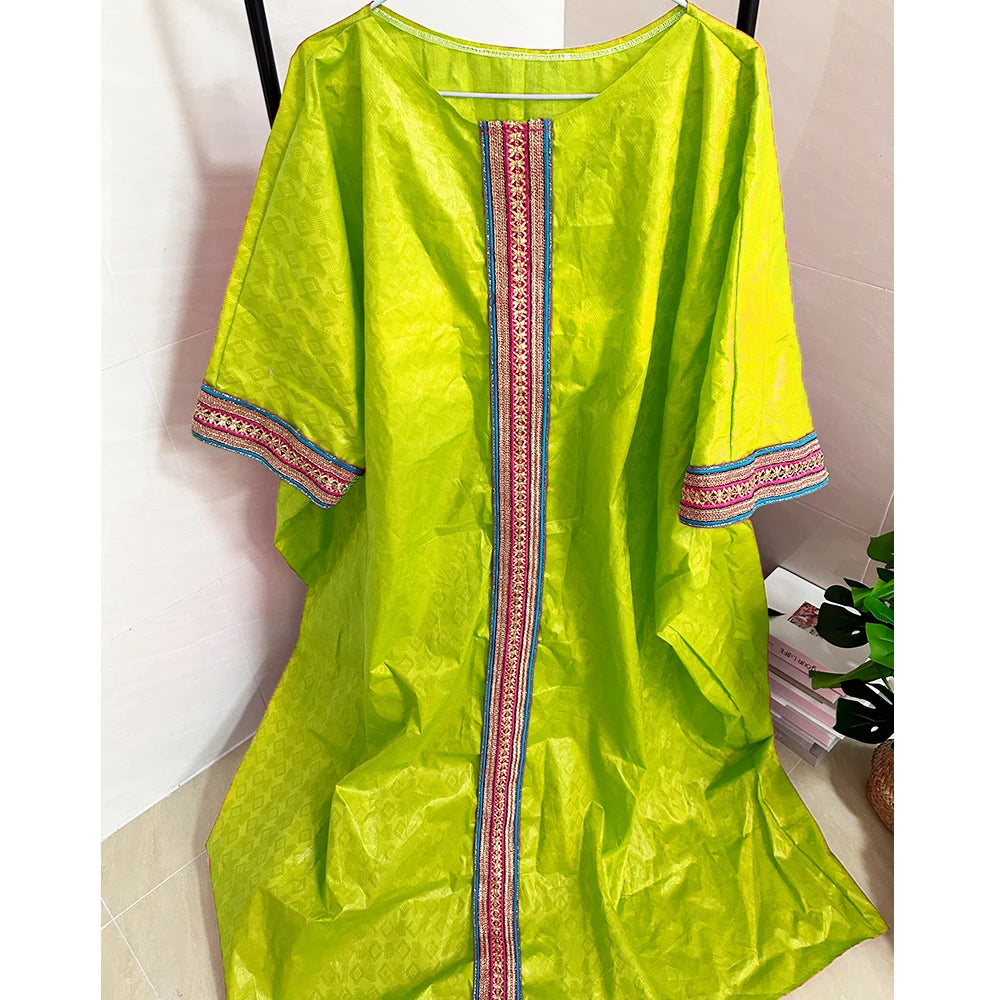 Unique African Traditional Brocade Basin Dashiki With Lace Trim Ribbon Wedding Dress Origianl Nigeria Bazin Rich Boubou Robe