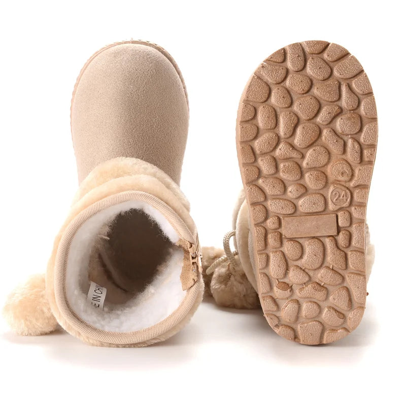 Babies Winter Snow Boots Comfortable Thick Warm Lobbing Ball Cute Boots