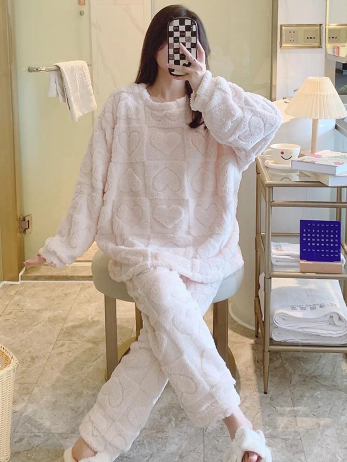 Plus Size Coral Fleece Pyjama Set | Thick Winter Sleepwear for Women | HotTrendyPicks