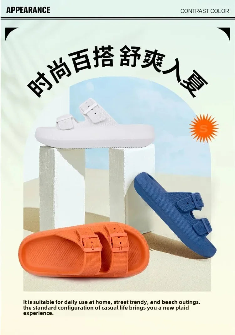 New Women's Slippers Thick Bottom Anti-Slip Home Outdoor Sandals Comfortable EVA Material Pure Color Slippers