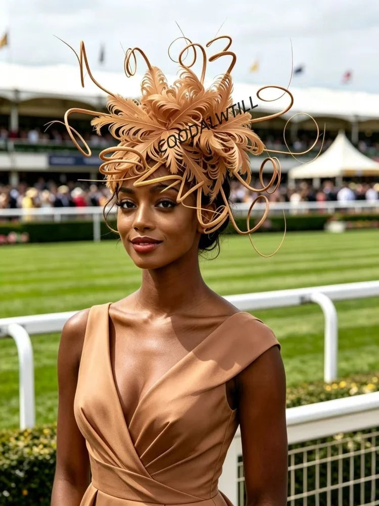 Elegant Fascinator Decorated With Soft Feather Women Race Day Headwear Formal Cocktail Party And Photoshoot Hair Accessories