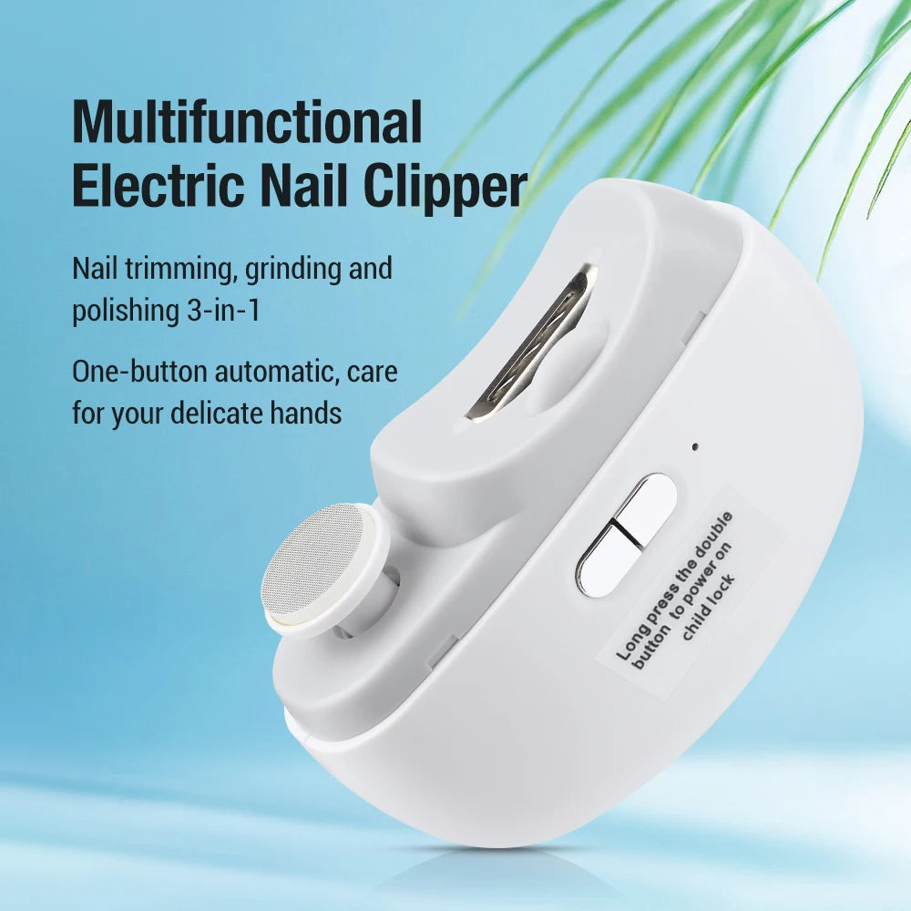 Automatic Electric Nail Clipper, 2 in 1 Auto Fingernail Cutter & Polishing Grinder for Baby Senior Adults, 2-Speed Nail Trimmer
