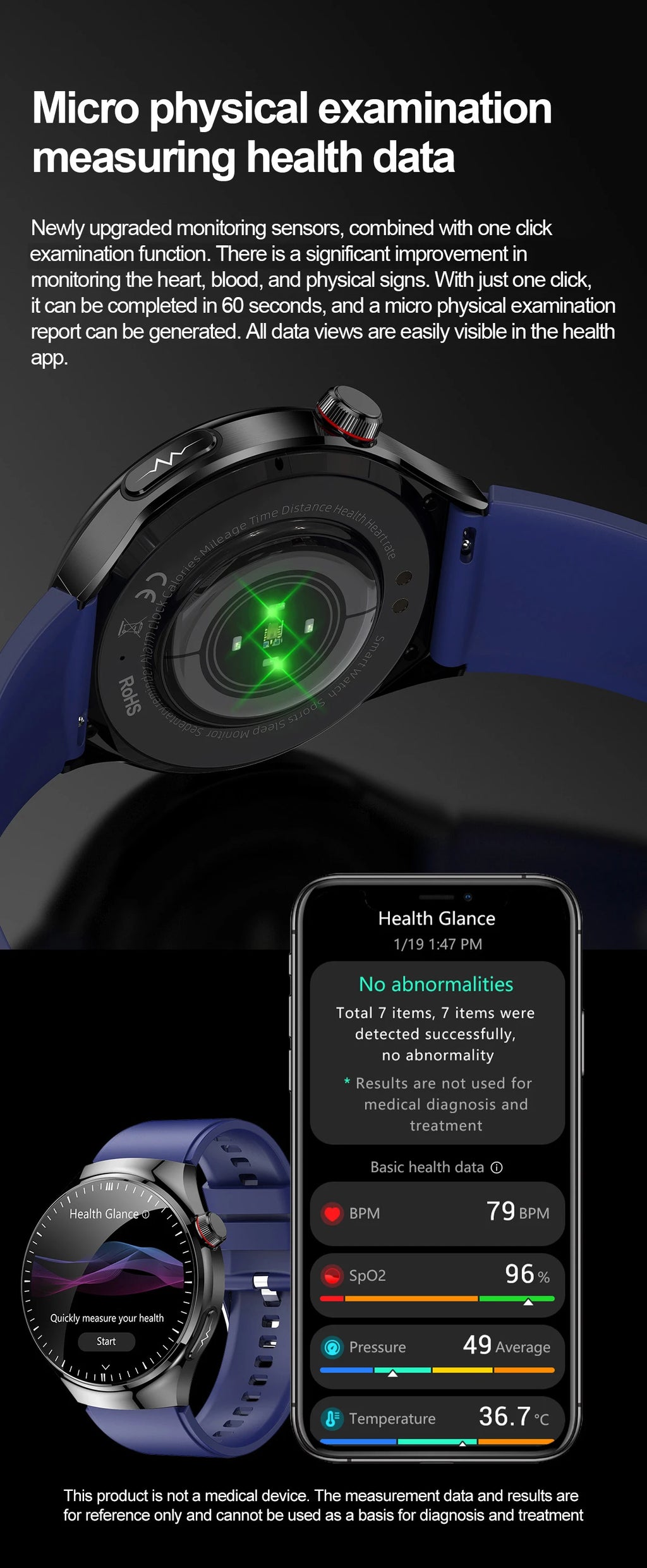 Nursing Grade Health Smartwatch | ECG+PPG Blood Lipid Uric Acid Body Temp