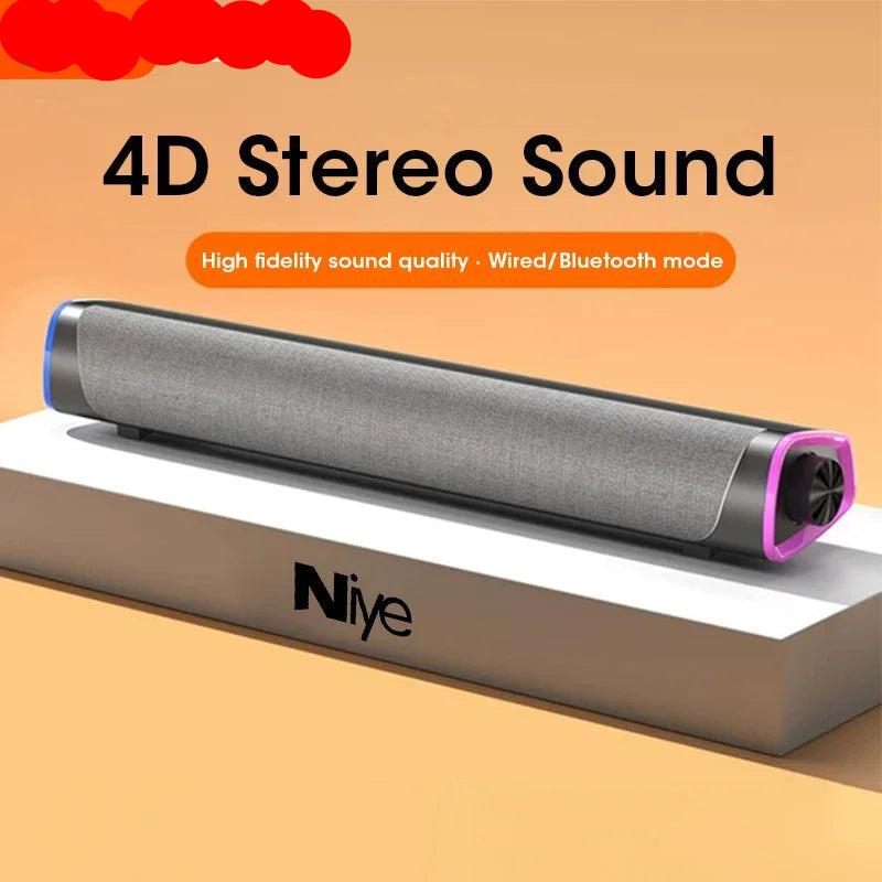 4D Computer Speaker Bar Stereo Sound Subwoofer Bluetooth Speaker For Macbook Laptop Notebook PC Music Player Wired Loudspeaker