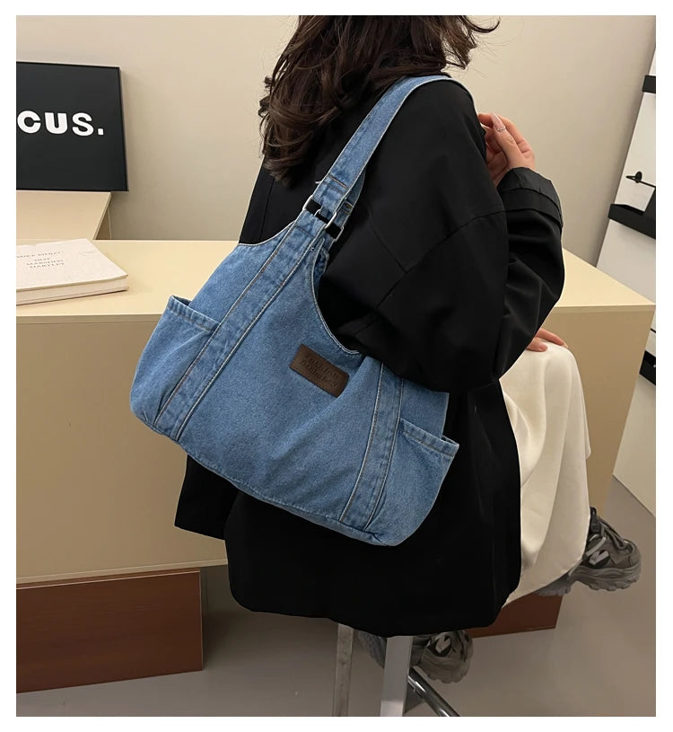 Fashion Luxury Women's Shoulder Bag Denim Fabric High Quality Women's Handbags Large Capacity Multi Functional Women‘s Tote Bag