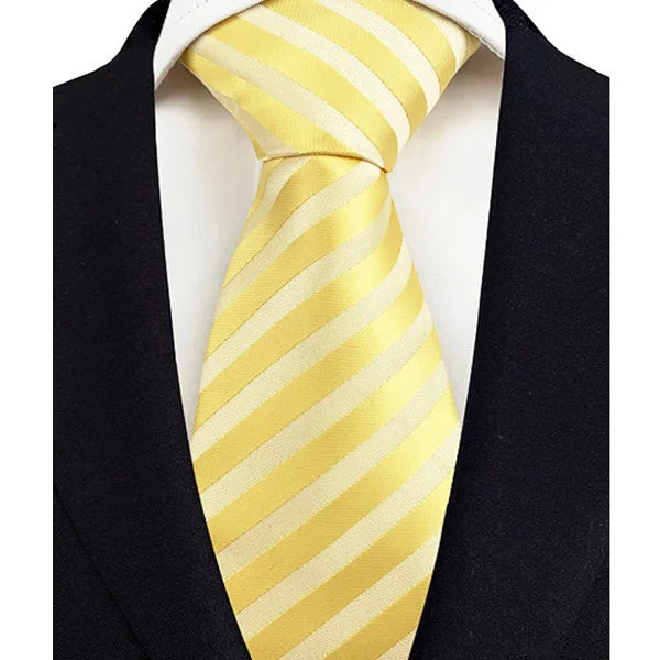 8cm Width Yellow Color Neck Ties For Men Paisley Dots Handmade