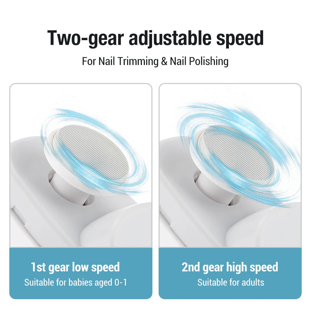 Automatic Electric Nail Clipper, 2 in 1 Auto Fingernail Cutter & Polishing Grinder for Baby Senior Adults, 2-Speed Nail Trimmer