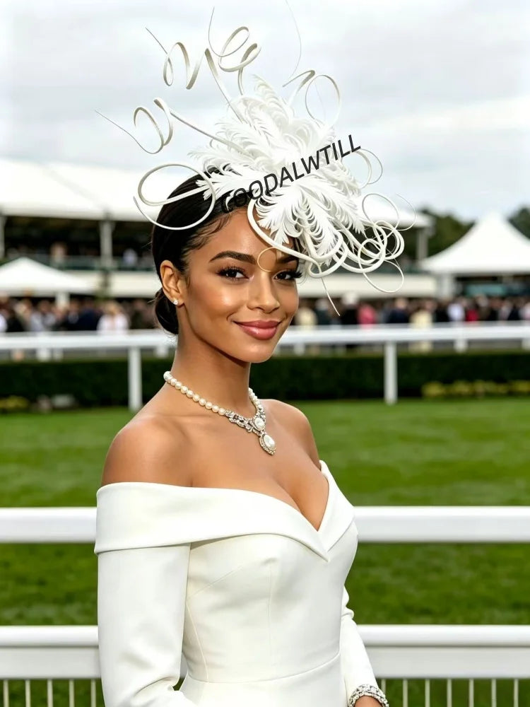 Elegant Fascinator Decorated With Soft Feather Women Race Day Headwear Formal Cocktail Party And Photoshoot Hair Accessories