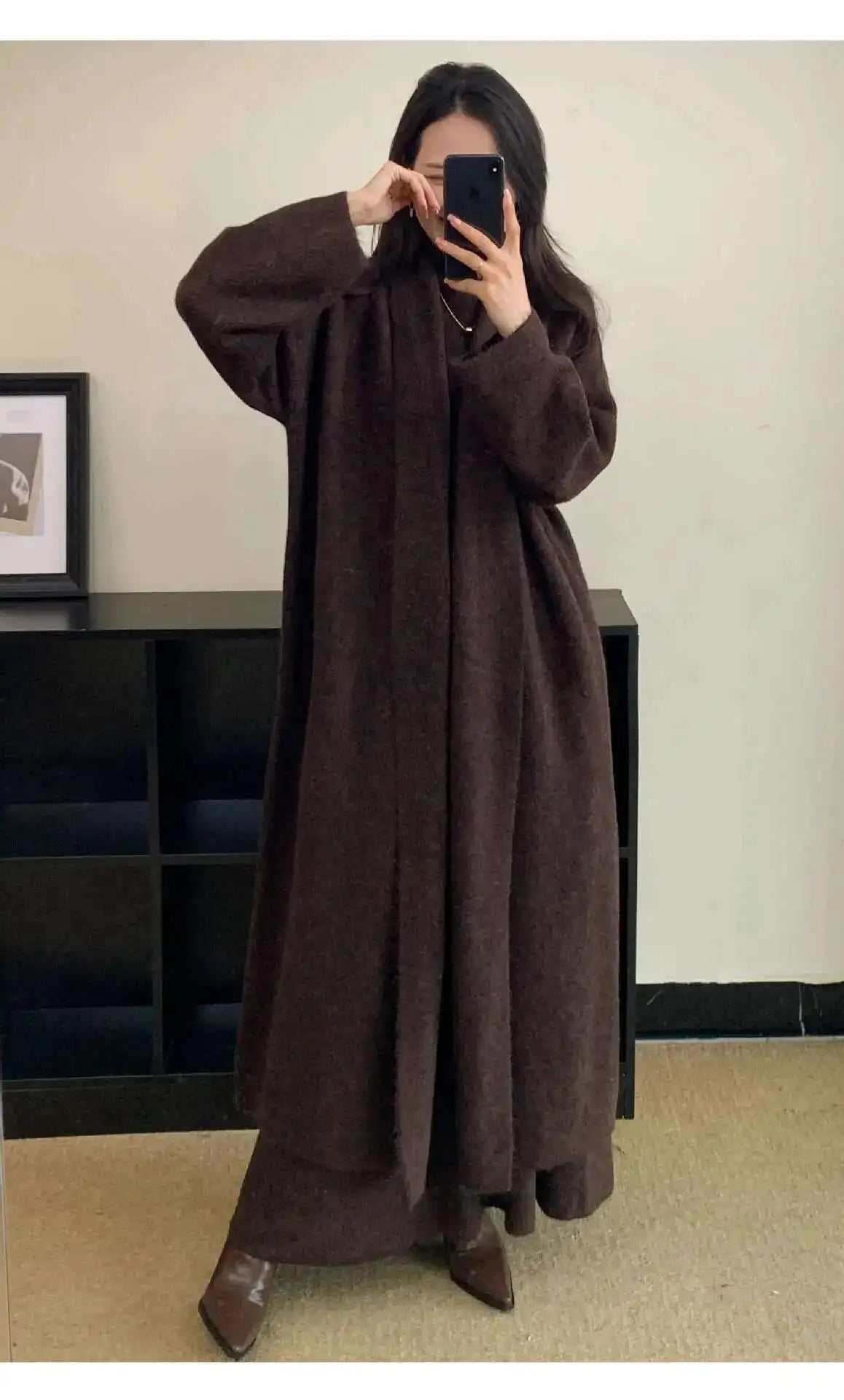 Elegant Knitted 3 Piece Set Women Long Cardigan Coat Sleeveless Vest High Waist A-line Long Skirt
