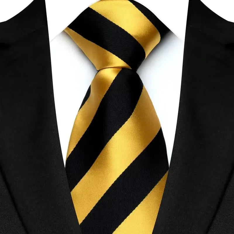 8cm Width Yellow Color Neck Ties For Men Paisley Dots Handmade
