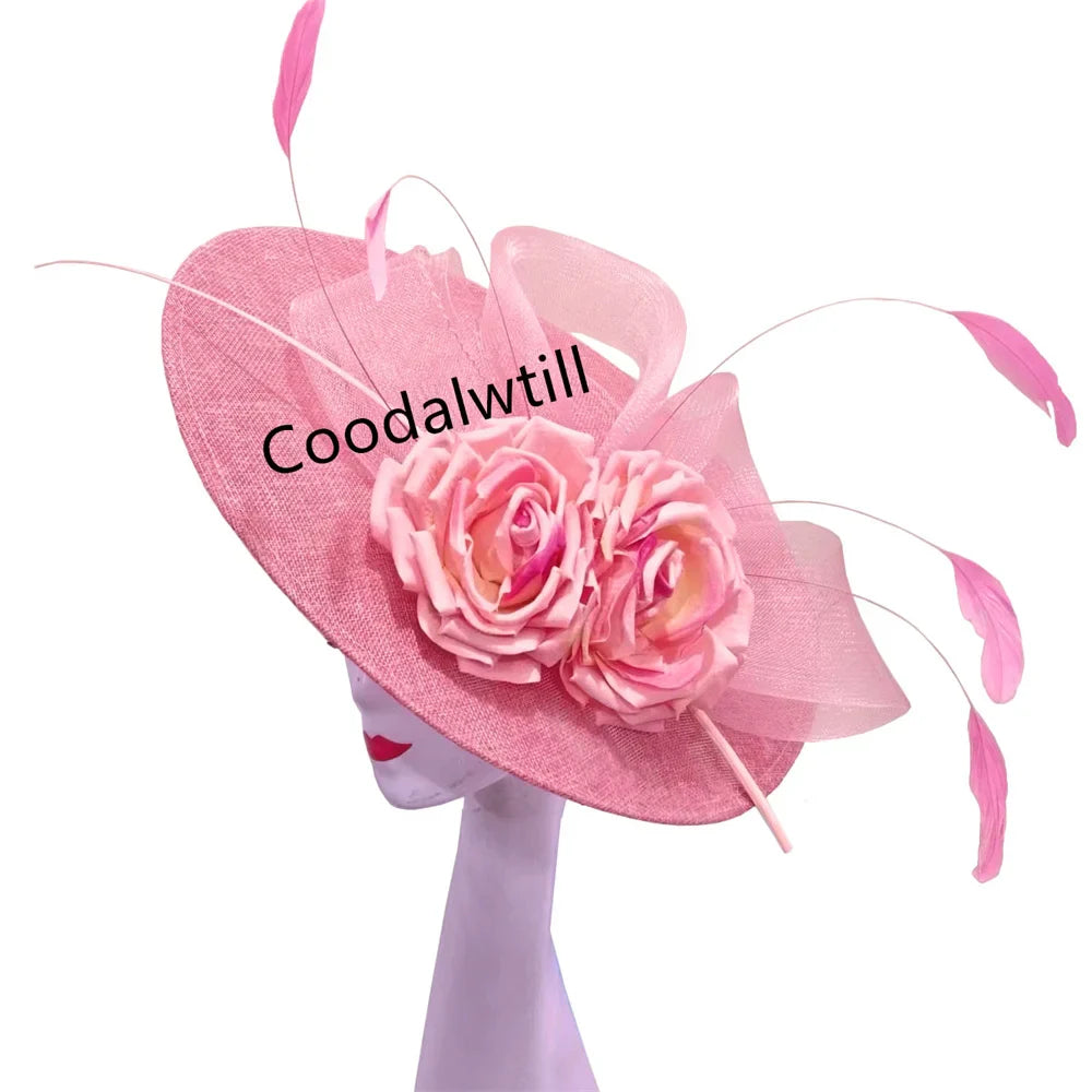 Big Flower Fascinators Hat Headpiece Women Kentucky Church Millinery Cap Ladies