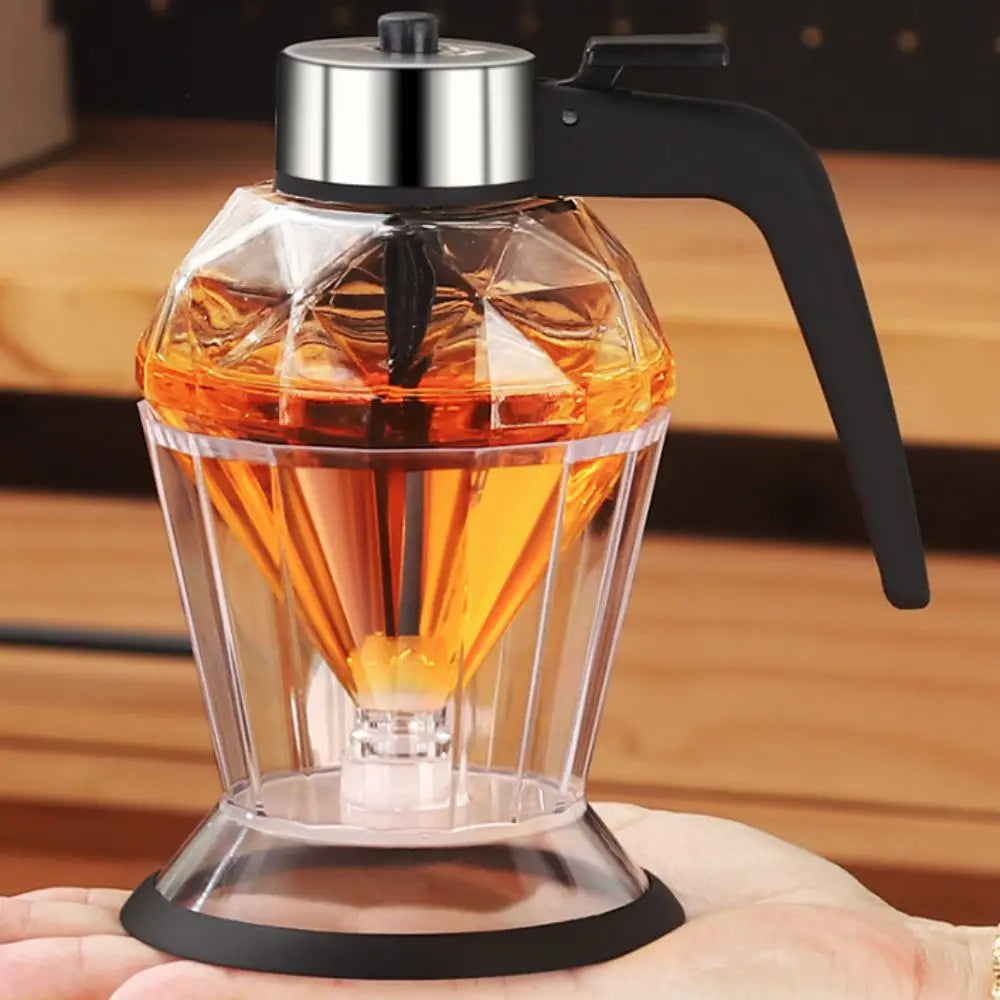 Diamond Glass Honey Dispenser 200ml | Oil, Vinegar & Sauce Dripper with Stand | HotTrendyPicks