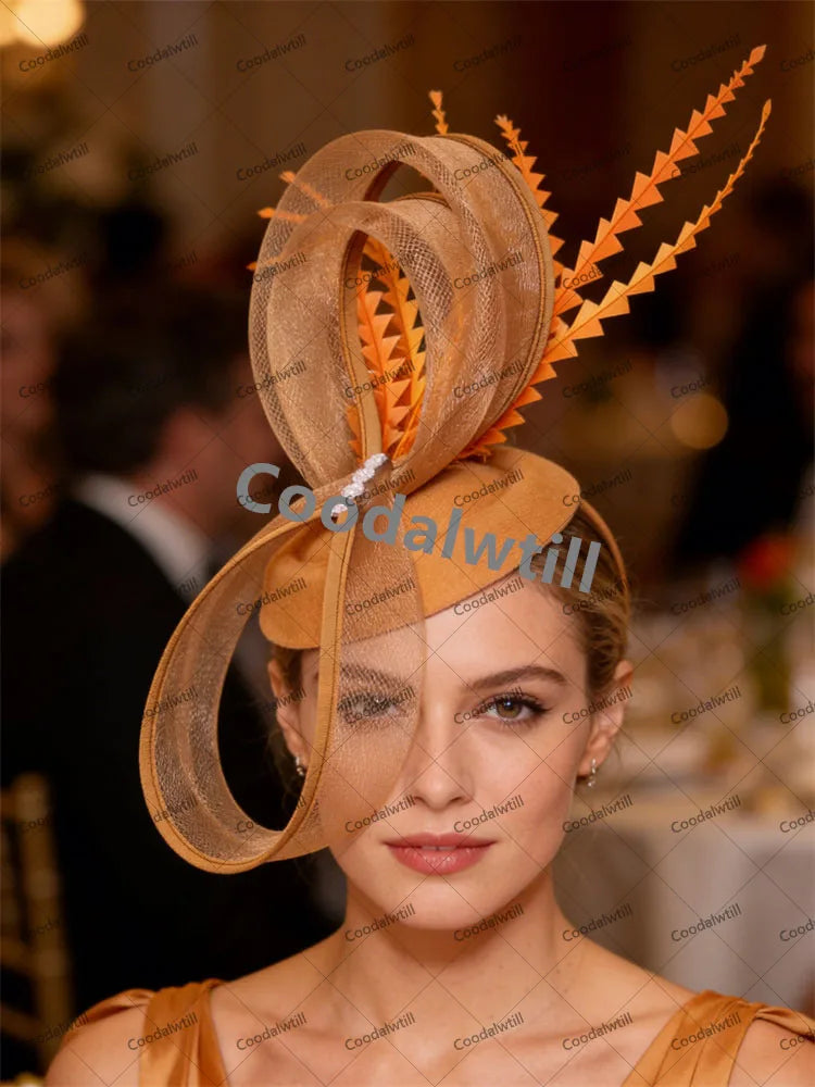 Charming Mesh Fascinator Ladies Elegant Derby Feather Hair Accessories For Women